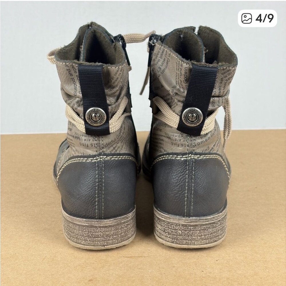 Rieker newsprint  sz 40 (9) Peyton lace up boots comfort fit. - Picture 8 of 13